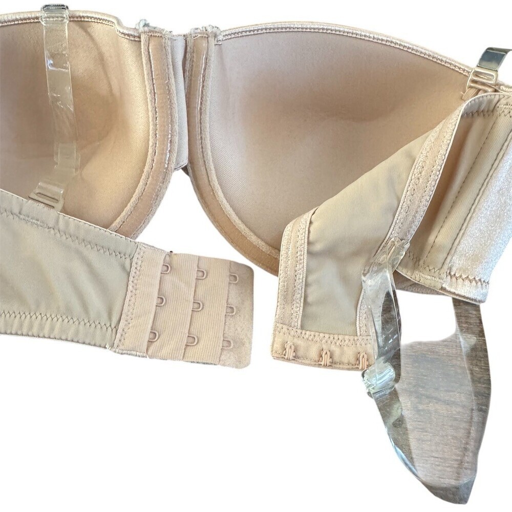 Ellen Tracy Beige Strapless Convertible Push-Up Underwire Padded Bra Size 36C - Picture 6 of 9